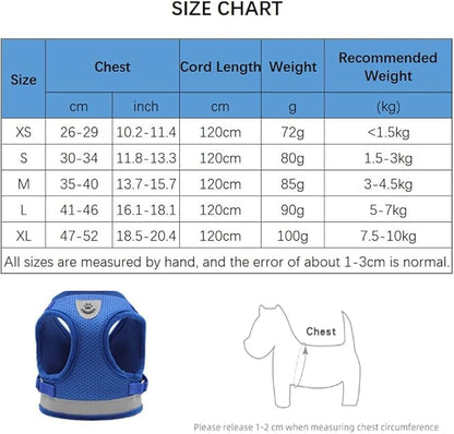 Cat Harnesses for Small Dogs - Cat Harnesses and Leashes for Walking, Adjustable Reflective Step in Dog Harness for Small Dog and Cat(Blue, S (11.8” – 13.3”)