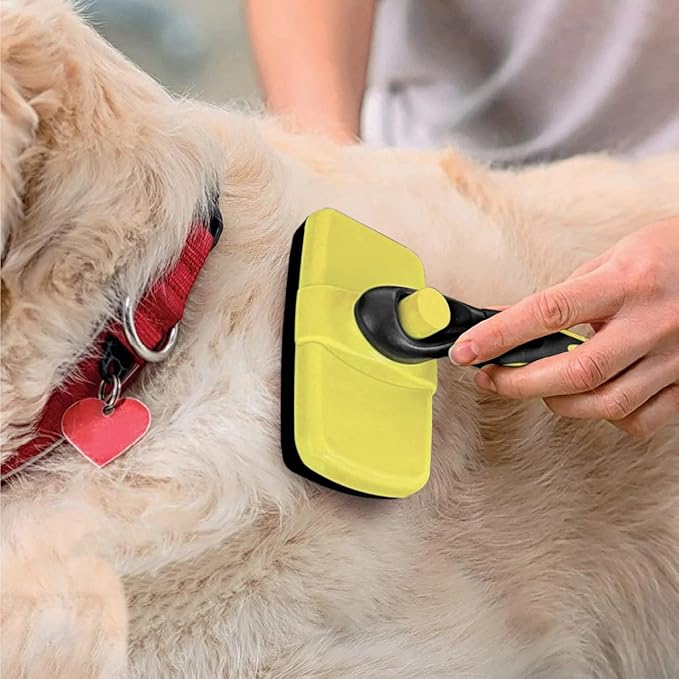 Self-Cleaning Grooming Brush for Dogs and Cats, Retractable Bristles for Easy Hair and Fur Removal - 7.5" Size