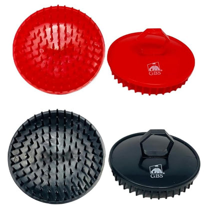 G.B.S Scalp Exfoliator 4 Pack - Scalp Scrubber, Shampoo Brush, Massager & Beard Exfoliator - Red & Black