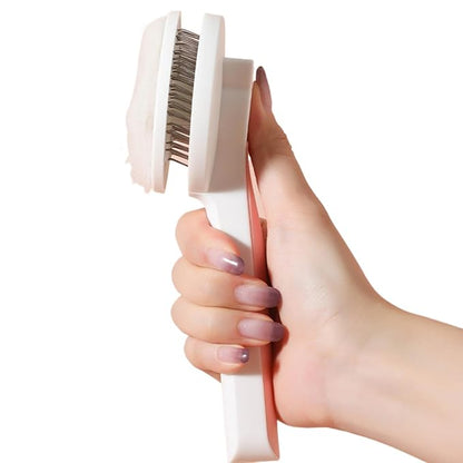 Self-Cleaning Pet Shedding Brush - Gentle Massage Brush For Dogs And Cats Reduces Shedding By 90%, One-Piece Press Design Separates Hair With Ease, 3 Colors (Blue, Pink, Gray) (Gray)