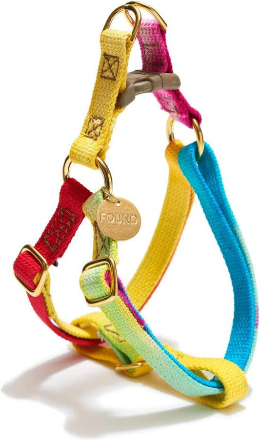 FOUND MY ANIMAL - The Original Prismatic Cotton Cat & Dog Harness (Large) - Hand Dyed & Crafted Dog Harness - Adjustable, Pet Harness with Solid Brass Rings
