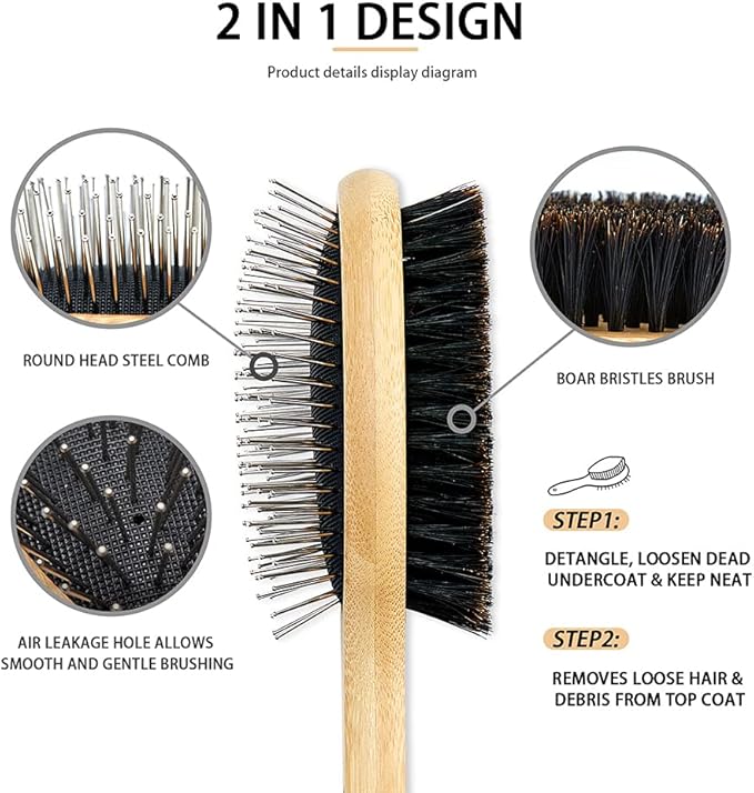 Quiet Ears for Dogs with Dual Sides Dog Brush and Dog Comb, Dogs No Flap Ear Wraps for Anxiety Relief, Calming, with Professinal Grooming Brush