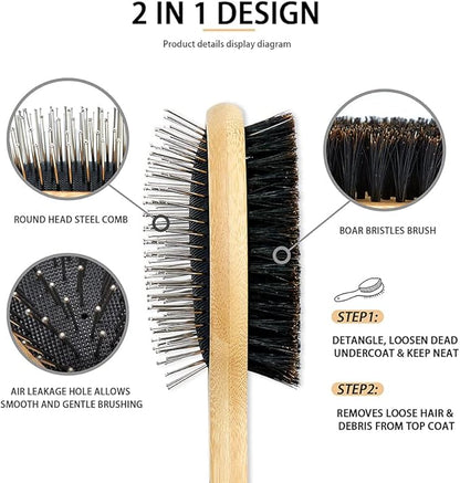 Quiet Ears for Dogs with Dual Sides Dog Brush and Dog Comb, Dogs No Flap Ear Wraps for Anxiety Relief, Calming, with Professinal Grooming Brush