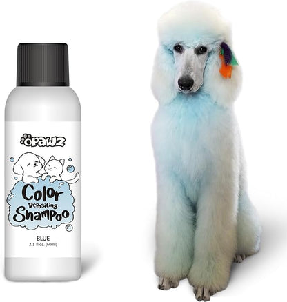 OPAWZ Color Depositing Shampoo for Dogs, Semi-Permanent Dog Hair Dye Coloring Safe Shampoo, Non-Toxic Colorwash Shampoo for Pets (Blue, 2.1 fl.oz / 60mL)