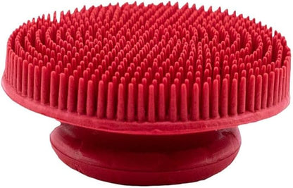 Soft Rubber Curry Brush Dogs, Small Short Hair Dogs and Cats, Dog Bath Brush, Reduce Shedding, Gentle Bristles for Grooming, Massage and Stimulates Hair, Remove Loose Fur, Red, 2.8 Inch
