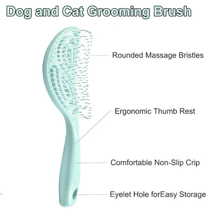 Eco-Friendly Detangling Pin Brush for Dogs and Cats | Ergonomic Handle Pet Brush for Wet or Dry Hair, Gentle Grooming Tool for Pets, Green