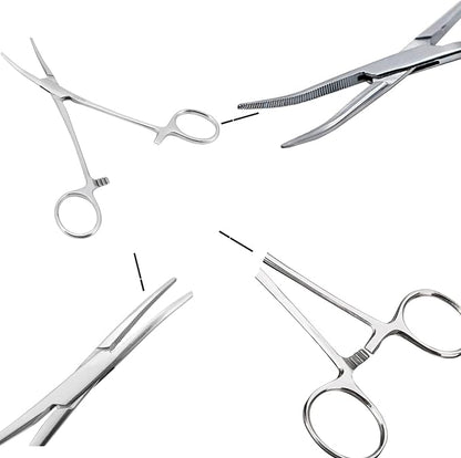 Hemostatic Forceps, Stainless Steel Dog Cat Pet Scissors Ear Hair Clamp Fishing Scissors Tools (18CM bent)