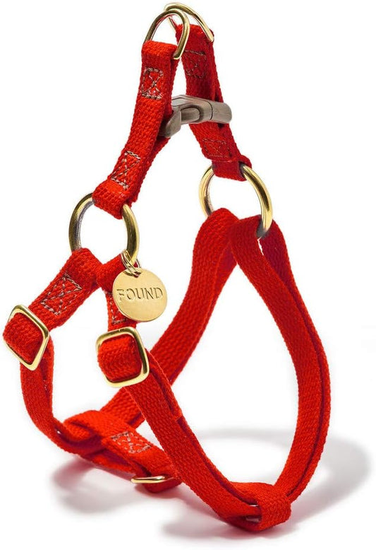 Found My Animal - Red Cotton Cat & Dog Harness (Small) - Hand Dyed & Crafted Dog Harness - Adjustable, Pet Harness with Solid Brass Rings & Buckle - Dog Training Harness - Made in USA