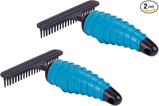 Master Grooming Tools Ergonomic Double-Row Undercoat Rakes — Efficient Tools for Grooming Dogs, 2 set of 39 Pins