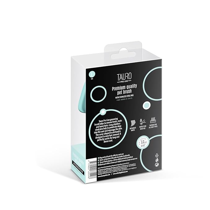 TAURO PRO LINE - Slicker Brush Rectangular L | Premium brush for dogs & cats with soft, flexible cushion ergonomic design. | Included: 1x grooming brush in Mint, Dimensions: Rectangular, 4.7 x 6.6in