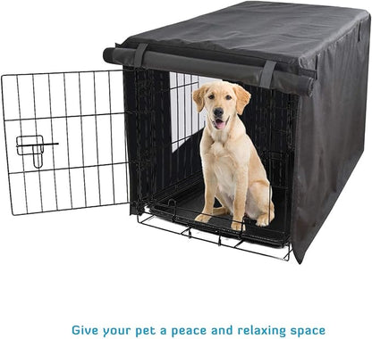 HONEST OUTFITTERS Dog Crate Cover, 24 Inch Dog Kennel Cover for Medium and Large Dog, Heavy Duty Oxford Fabric,with Double Door, Pockets and Mesh Window (25L x 19W x 20H, Black)