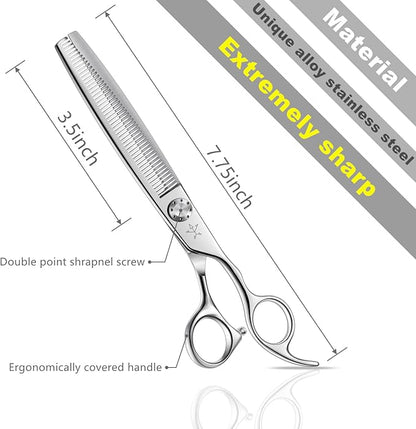 High-end Professional Dog Grooming Thinning Scissors Teeth Cutting Blending Shears Pet Texturizing Shears 7.5 Inch Extremely Very Sharp Stainless Steel Alloy For Cat Horse And Other Animals