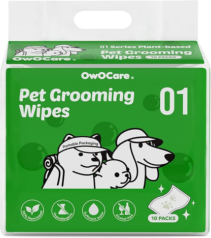 Dog Wipes for Paws and Butt, Plant-Based Large Pet Wipes for Dogs/Cats Hypoallergenic, 8X9 Inch Easy to Use Dog/Cat/Puppy Cleaning Grooming Wipes Gentle Degradable (10 Pack, Fallen Leaves)