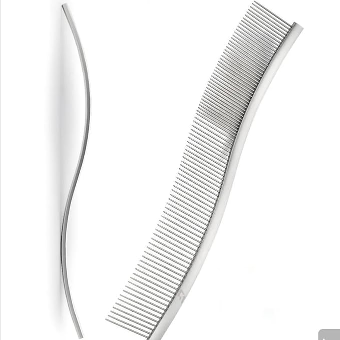 S-Curved Dog Grooming Comb, Dog Combs for Grooming Matting, Doodle Brush, Dematting Comb for Dogs, Dog Grooming Tools, Pet Comb, Metal Dog Grooming Comb, Dog Detangler Brush, Dog Dematting