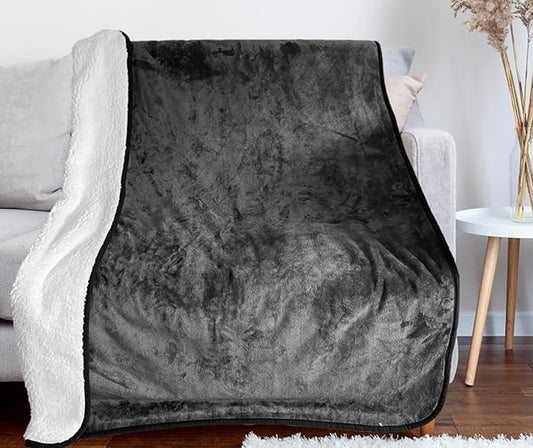 Bucephalus Waterproof Dog Blanket, Thick Reversible Soft Pet Blankets for Couch Bed Protection, Pee Proof Sherpa Fleece Blanket for Small Medium Large Dogs Puppy Cats Washable (Gray,50"×60")