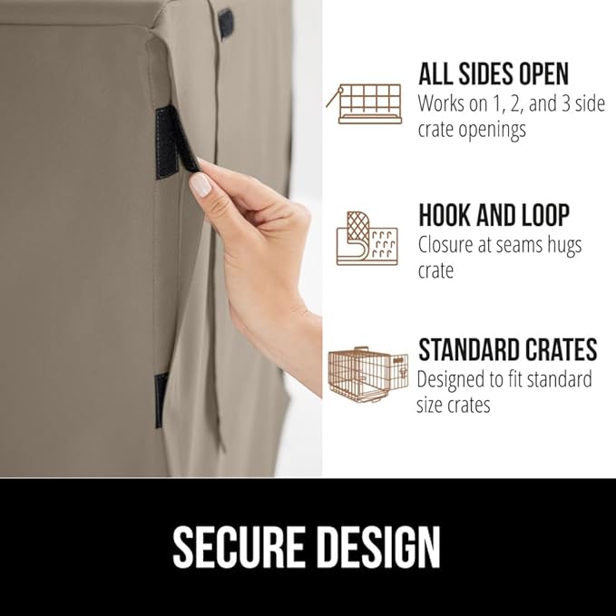 GORILLA GRIP Dog Crate Covers Compatible with Amazon Basics Dog Crates, All Sides Open, Privacy Cover Fits 24" Wire Kennel, Breathable Mesh Windows, Light Reducing Puppy Training Cage Topper, Taupe