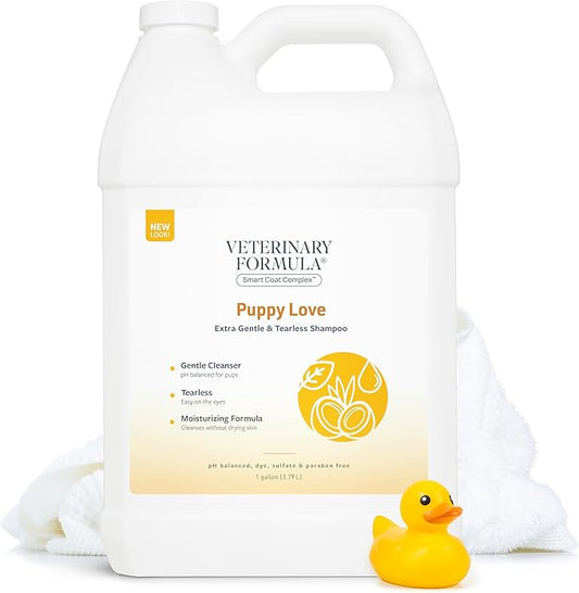 Veterinary Formula Smart Coat Complex Puppy Love Extra Gentle Tearless Shampoo, 128 Fl oz / 1 Gallon – For Pups Over 6 Weeks – With Fresh Scent, Long-Lasting Clean – Won't Dry Out Delicate Skin
