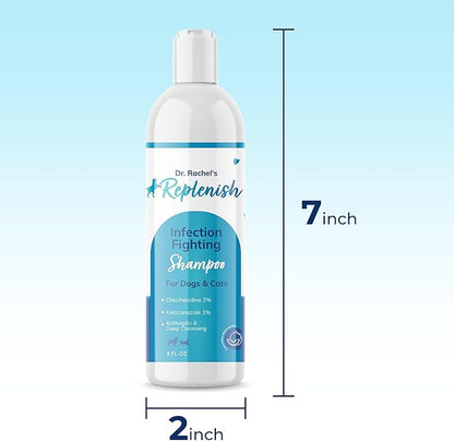 Replenish Anti Itch Dog Shampoo with Ketoconazole and Chlorhexidine for Dog Skin Irritation Treatment & Itchy Skin Relief - Dr. Rachel’s Veterinary Formula Dog Shampoo with Cucumber Melon Scent - 8 oz