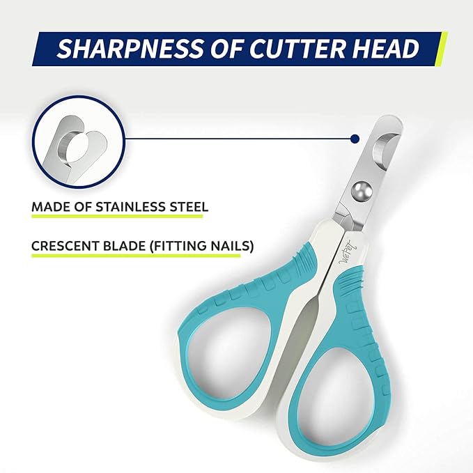 WePet Pet Nail Clippers U07.1, Professional Claw Trimmer, Bended Scissor Special for Cats, Kittens, Dogs, Puppies, Small Animals, White/Pine Green