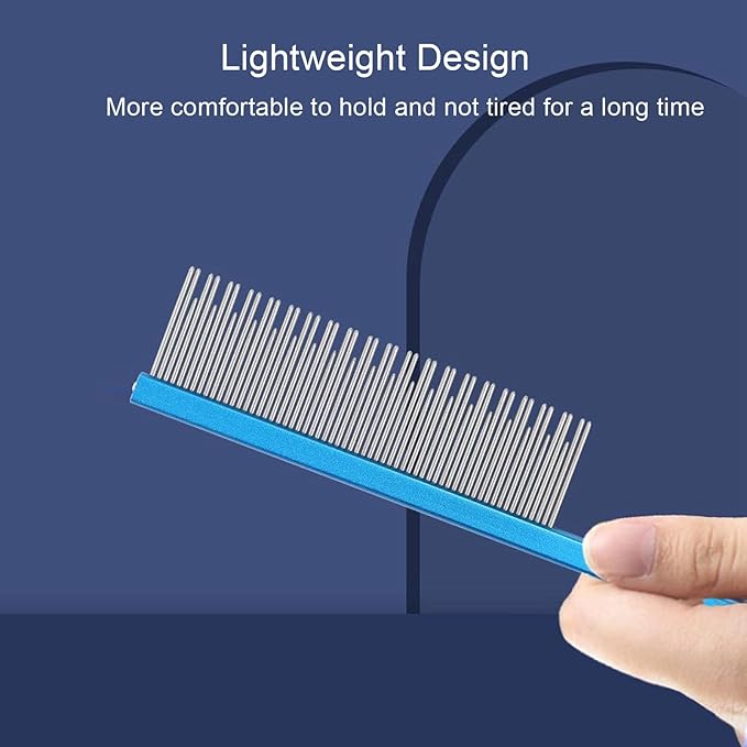 Round tooth metal dog comb is used for pet hair comb of dogs and cats to remove hair knots and entanglement. Professional pet hair comb styling comb(blue)