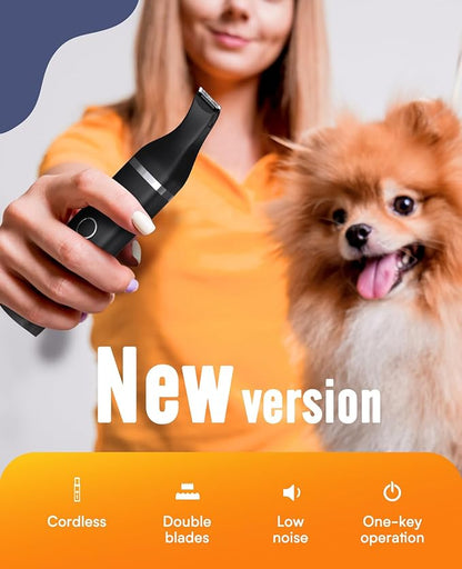 oneisall Dog Paw Trimmer,Corldless Paw Trimmer for Dogs with Double Blades,Quiet 2 Speed Small Dog Grooming Clippers for Paws, Eyes, Ears, Face, Rump (Black)