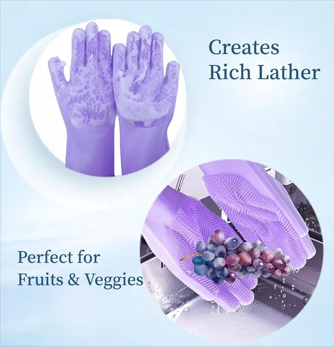 Pet Grooming Gloves with Brush,Lengthened Silicone Gloves, High-Density Massage Column Design, Suitable for Bathing and Massaging Cats and Dogs at Home or in Pet Stores