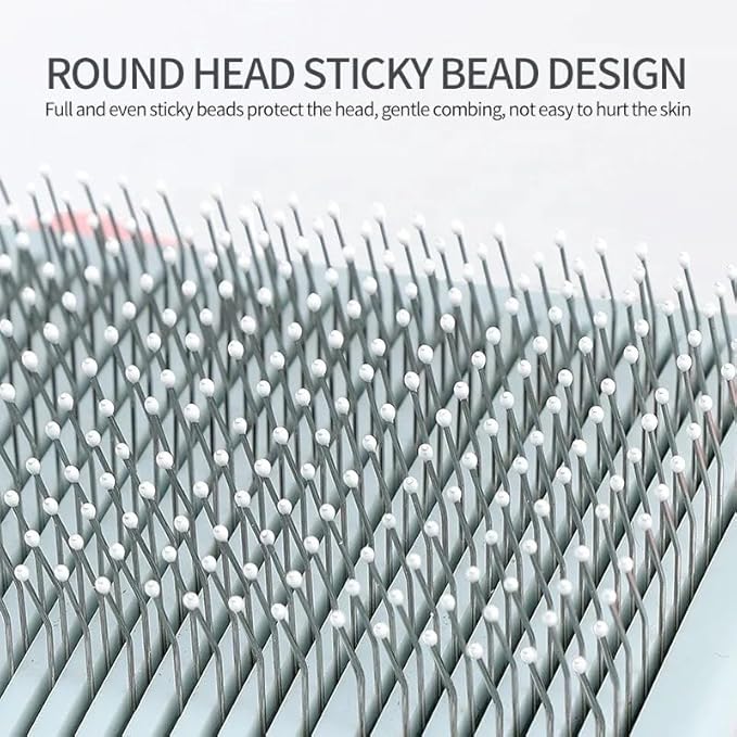 Self-Cleaning Pet Pin Brush with Sticky Beads, Removes Loose Fur and Tangles,pack of 2