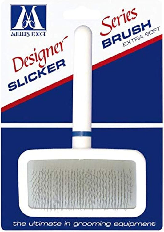 Millers Forge Stainless Steel Pins Designer Series Soft Slicker Pet Grooming Brush, Large,beige