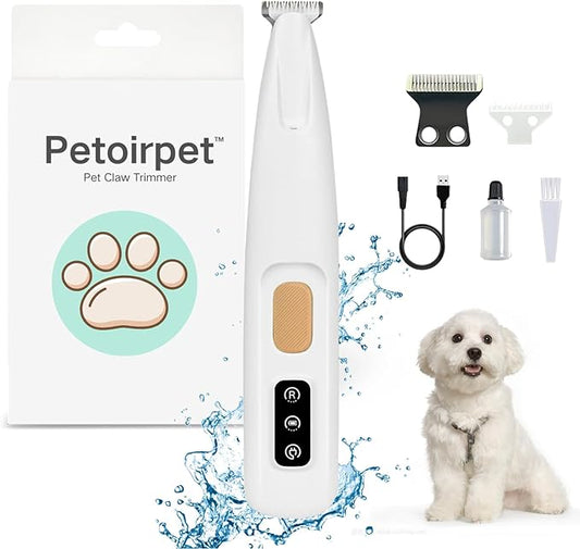 Petoirpet Trimmer,Electric Dog Paw Trimmer with LED Light，Silents Pet Grooming Kit, Nail Clippers for Small and Large Dogs, Cats