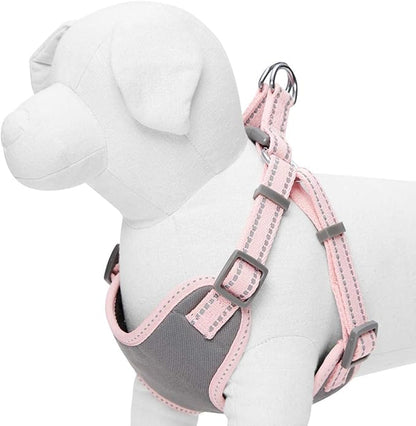Blueberry Pet Essentials Pastel Color Reflective Dog Harness Vest, Chest Girth 22" - 26", Baby Pink, Medium, Adjustable Harnesses for Dogs