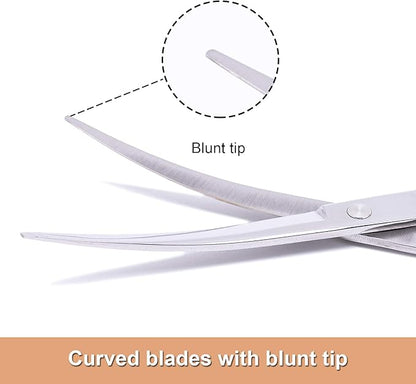 LovinPet Pet Grooming Scissors Professional Dog Cat Grooming Shears with Round Blunt Tip Stainless Steel, Dog Curved Scissors for Grooming Cats Dogs Grooming Tools