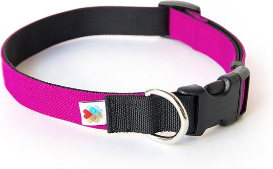 Dog Collar, Lightweight, Heavy Duty Dog Collar with Buckle, Fabric Pet Collar, Breathable & Adjustable Puppy Collar, Dog Collars for Small Dogs (Fuchsia, Small - 8-12 Inch) - Wildebeest