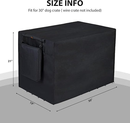 600D Dog Crate Cover, Waterproof Pet Kennel Cover with Storage Bag Cover Fit for 30 Inch Wire Crate Dog Cage, 30 Inches, Black