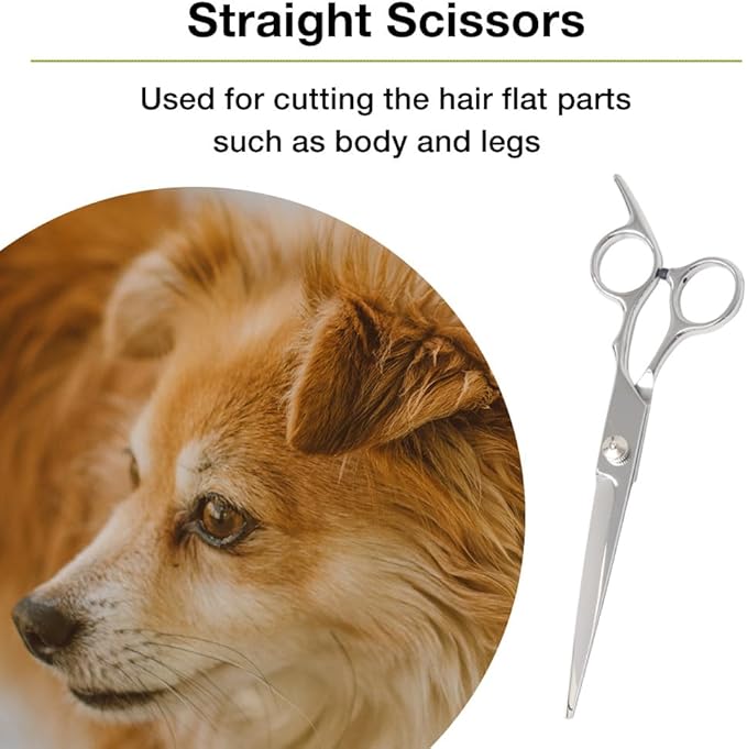Professional 5 in 1 Dog Grooming Scissors Set with Safety Round Tips, Japard Sharp and Heavy-duty Pet Shears for Cats (Pink)