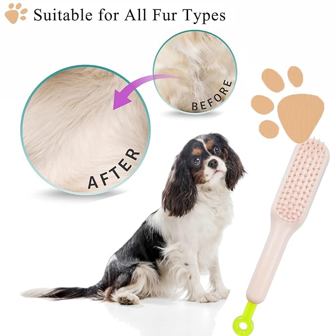 Scalable Grooming Brush for Small Dogs, Soft Puppy self-cleaning Brush, Soft Dog Brush for Shih Tzus, Yorkies, Maltipoos, Maltese (Pink)