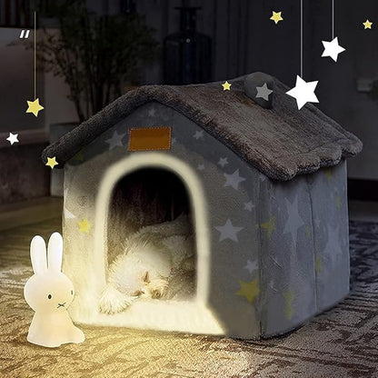 Dog House Indoor, Foldable Dog House Kennel Bed Mat with Cushion for Small Medium Large Dogs Cats, Winter Warm Cat Nest Puppy Cave Sofa Pet Products (Large)