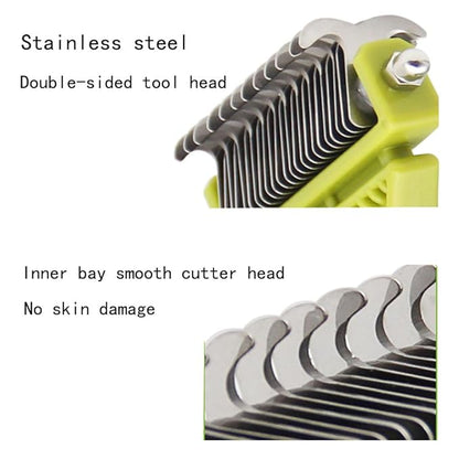 Pet Dematting Comb - 2 Sided Undercoat Rake for Cats & Dogs - Safe Grooming Tool for Easy Mats & Tangles Removing - Medium and Long Haired Cats Dogs Brush for Shedding. (Green)