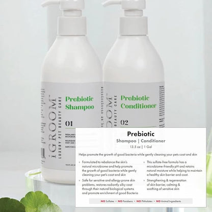 iGroom Prebiotic Dog Shampoo, Luxury Pet Beauty Care, Promote Growth of Helpful Bacteria, Restore Coats Natural Moisture, Made in USA, Gallon