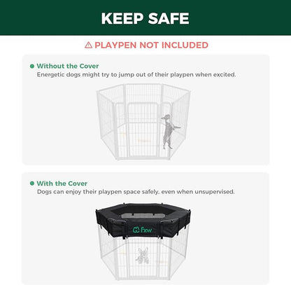 FXW Mesh Top Cover Specialized for FXW Dog Playpen (Not Suitable for Other Brands), Fits for FXW 32"/40"/45" H 6 Panels Homeplus/Rollick/Instant Dog Playpen│Patent Pending (Playpen not Included)