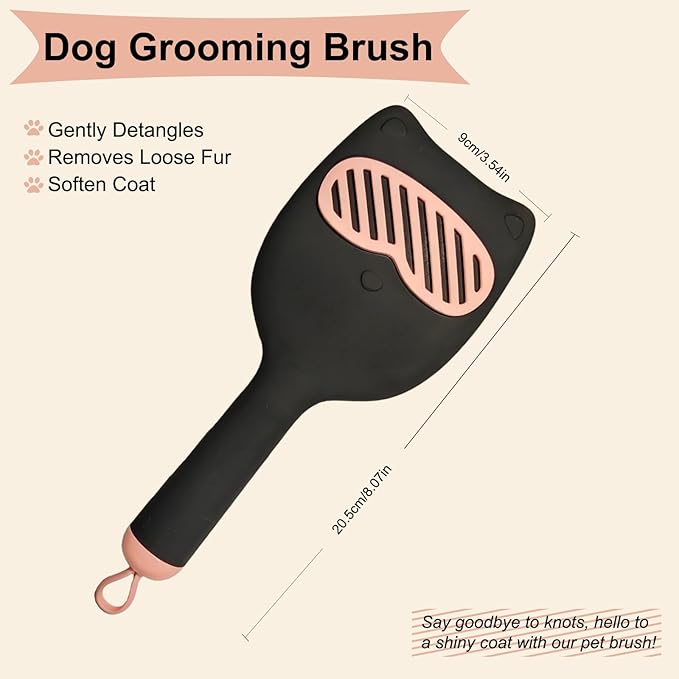 Soft Bristle Cat-Ear Puppy Brush Small Dogs Gentle Comb Grooming Tool Yorkie Shih Tzu Maltipoo Maltese (Black)