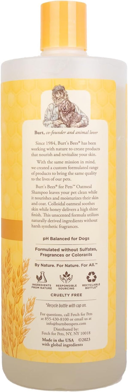 Burt's Bees for Pets Oatmeal Dog Shampoo with Colloidal Oat Flour and Honey, 95% Natural Origin Formulas, Shampoo for Dogs - Gentle Dog Shampoo, Best Dog Shampoo, 32 oz