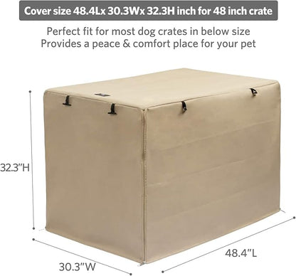 X-ZONE PET Double Door Dog Crate Cover - Polyester Pet Kennel Cover (Fits 24 30 36 42 48 inches Wire Crate) (48Inch, Tan)