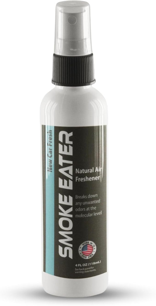 Smoke Eater All Purpose Odor Eliminator - Breaks Down Foul Scents at the Molecular Level - Smoke, Food, Pet and Stale Odor - Ideal For The Home, Apartment Cars, Boats - 4 oz Travel Bottle (New Car Fresh)