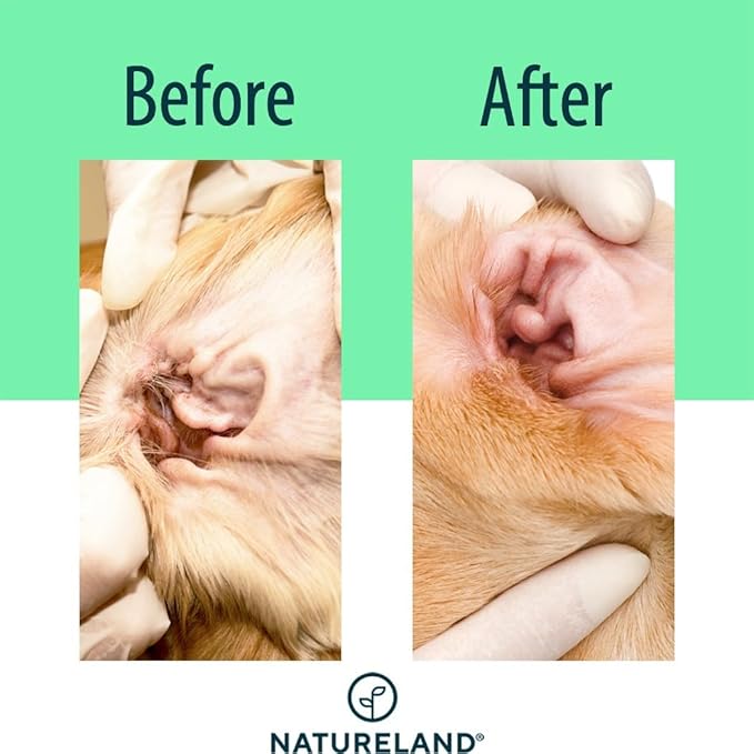 Natureland [Large Size Finger Wipes] Dog & Cat Ear Finger Wipes - Otic Cleaning Wipes for Infections and Controlling Ear Infections and Ear Odor in Pets (100 Large)