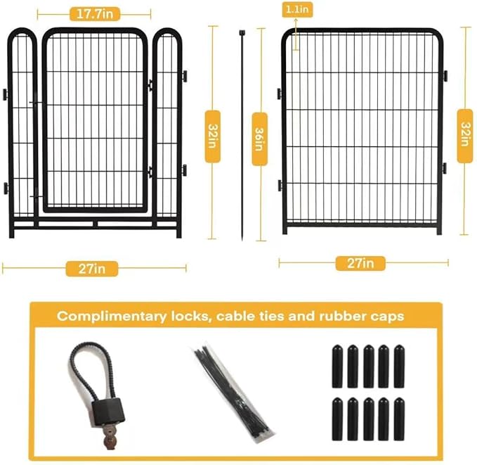 Tall Garden Fence, 32 in(H) Dog Fence Outdoor for Yard. 12 Panels Total 26.6 Ft(L) Puppy Playpen, Suitable for Indoor or Outdoor Use Play Pens for Puppys, Large Dog Pen, Fence for Garden
