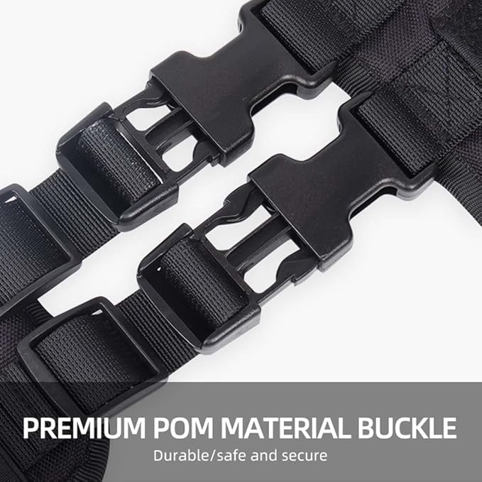 Tactical Harness for Large Dogs, Heavy Duty No Pull Dog Harness with Handle, Adjustable Size with Leash Clips, Suitable for Training, Walking, Hiking （Black，L）