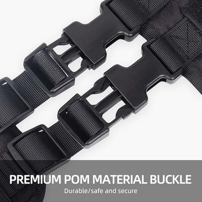 Tactical Harness for Large Dogs, Heavy Duty No Pull Dog Harness with Handle, Adjustable Size with Leash Clips, Suitable for Training, Walking, Hiking （Black，L）