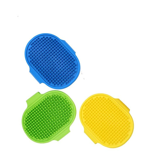 Dog Grooming Brush, Premium Pet Shampoo Brush Dog Bath Grooming Shedding Brush Soothing Massage Rubber Comb with Adjustable Strap for Short Long Haired Pet(3PCS) (GREEN+BLUE+YELLOW)