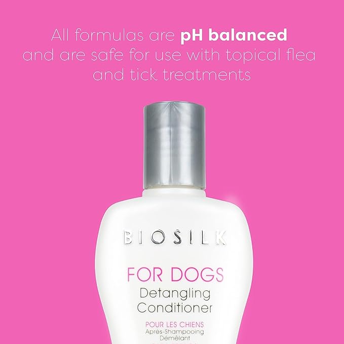BioSilk for Dogs Silk Therapy Detangling Conditioner | Sulfate and Paraben Free Matted Hair Dog Detangler Conditioner for All Adult Dogs, Made in The USA, 12 Fl Oz - 2 Pack