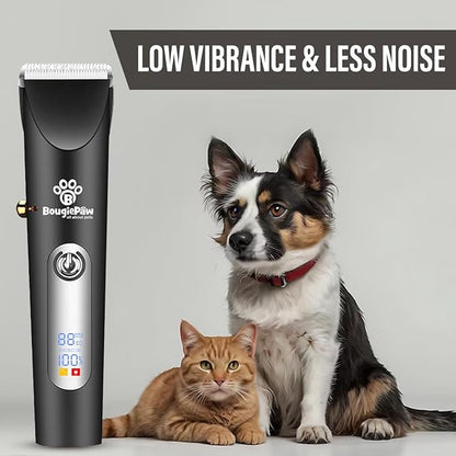 Grooming Kit for Dogs at Home - Rechargeable Low Noise Cat & Dog Clippers for Grooming Thick Hair - Cordless Grooming Clippers Includes Pet Hair Clippers, Nail Trimmer, Shears & Bath Brush